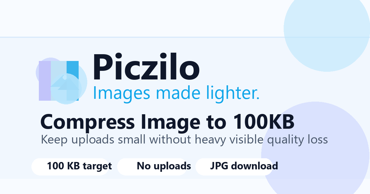 Guide graphic for compressing an image to 100KB with Piczilo